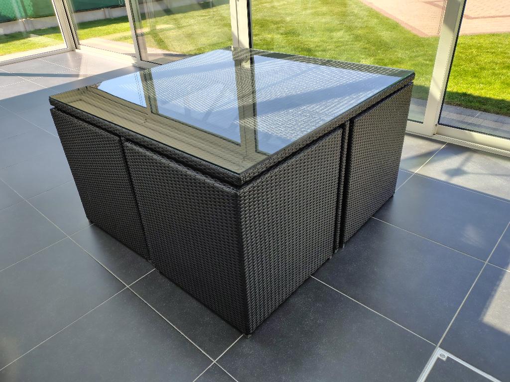 Rotan zitgroep (tafel en zetels), Tuin en Terras, Ophalen, Rotan, Loungeset, 8 zitplaatsen