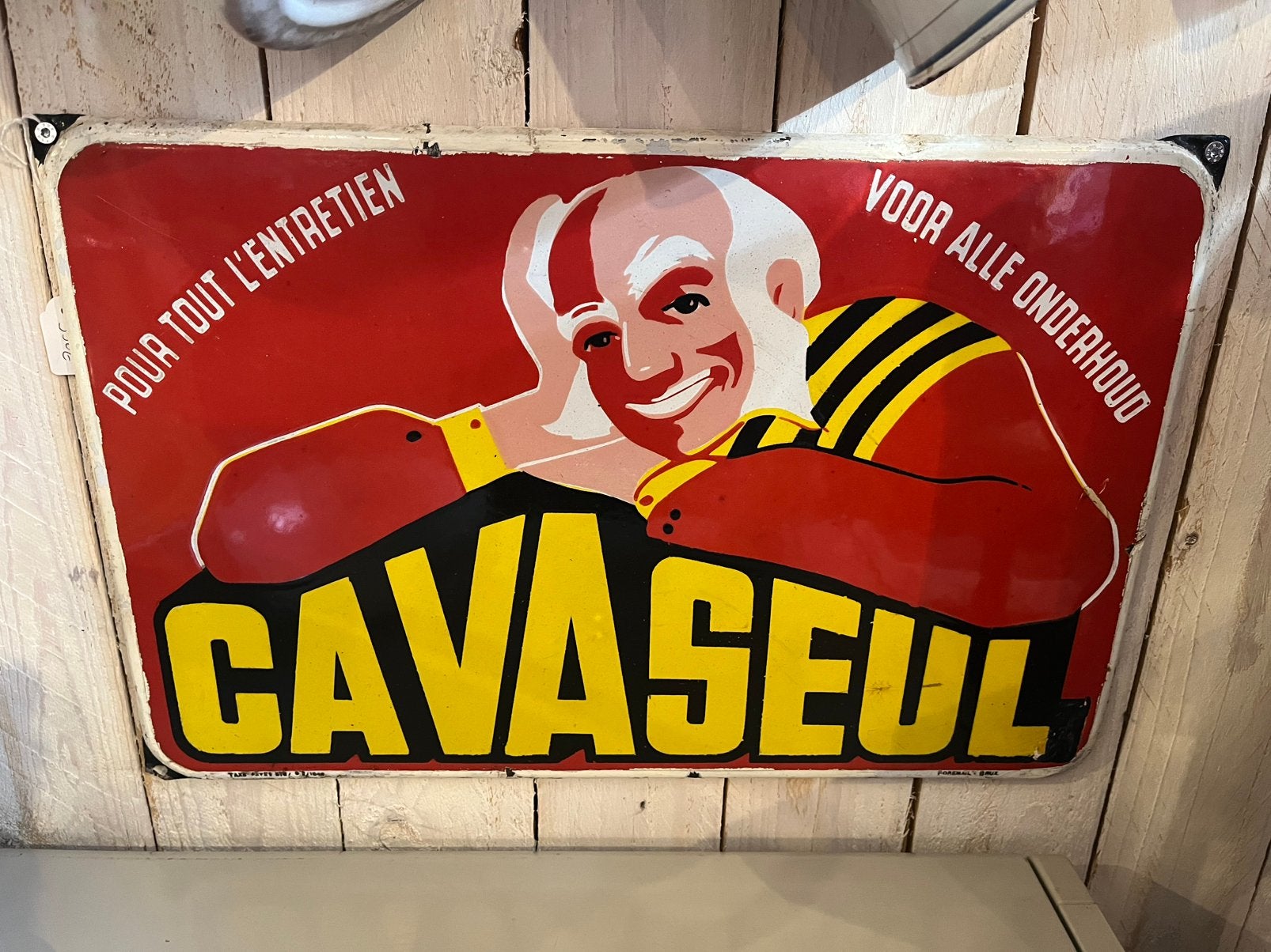 Plaque émaillée cavaseul, Enlèvement ou Envoi, Utilisé, Panneau publicitaire