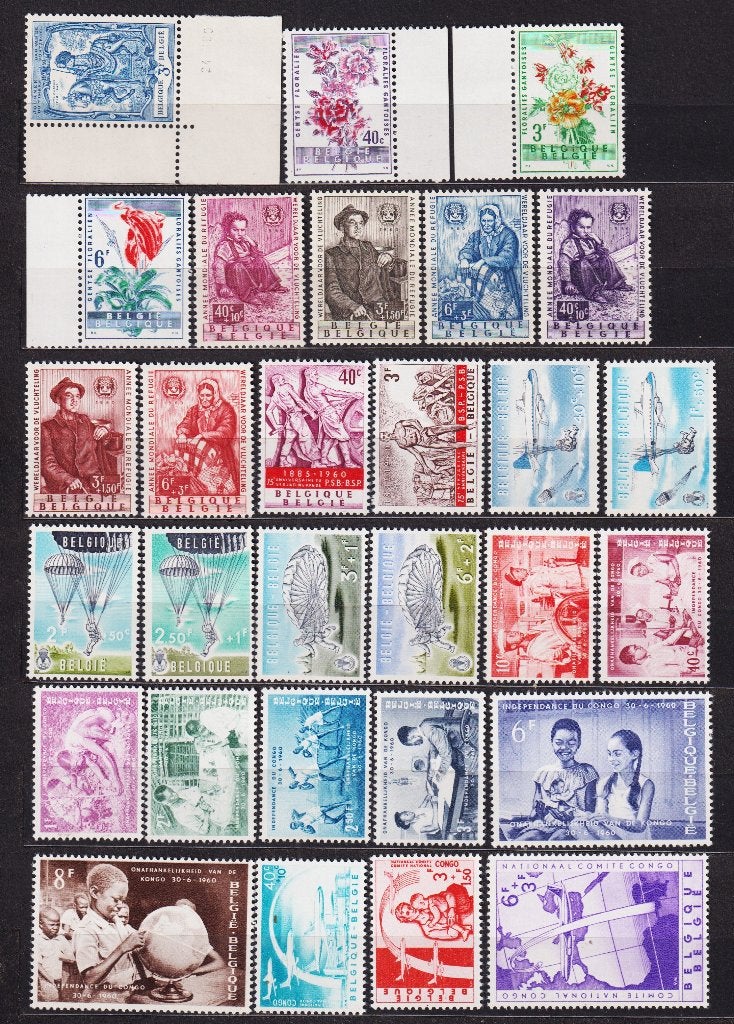 België 1960 compleet jaar ** + gratis FDC, Postzegels en Munten, Postzegels | Europa | België, Verzenden, Postfris, Postfris