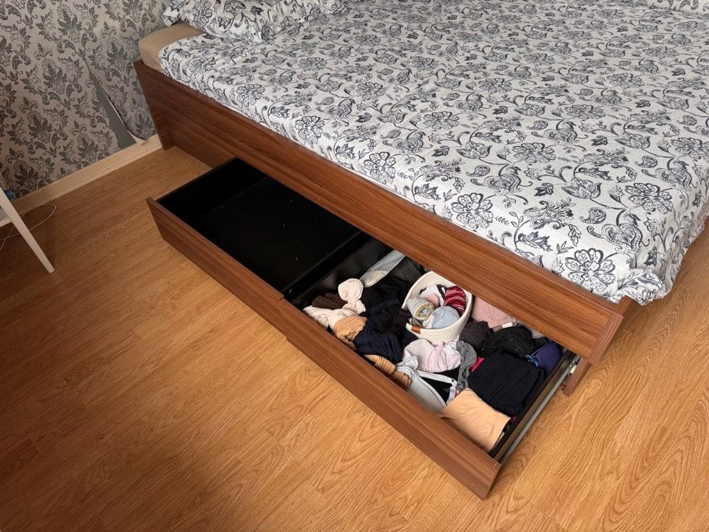 Tweepersoonsbed met 4 opberglades — bedframe, Ophalen, Gebruikt, Tweepersoons