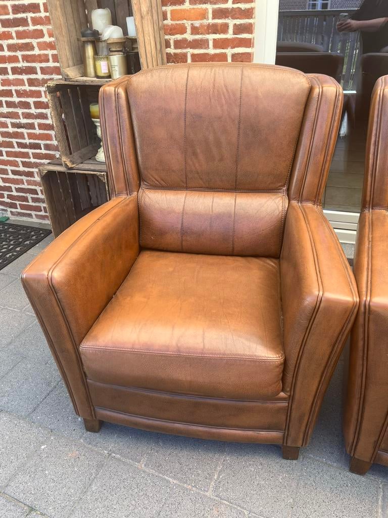 Cognac lederen zeteltje, Ophalen, Gebruikt