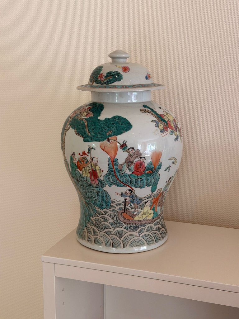 Grande Potiche chinoise 45x30 -Famille Verte · Chine 1970 ·, Antiquités & Art, Enlèvement