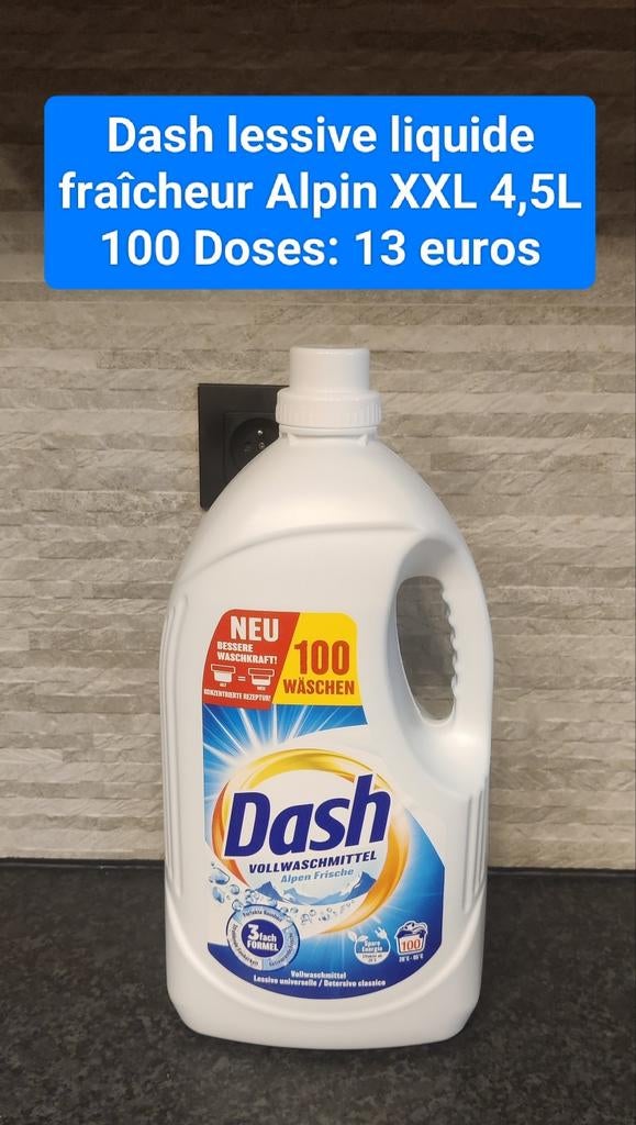 Dash Alpine Freshness XXL vloeibaar wasmiddel 4,5L 100 doses, Huis en Inrichting, Schoonmaakartikelen, Ophalen