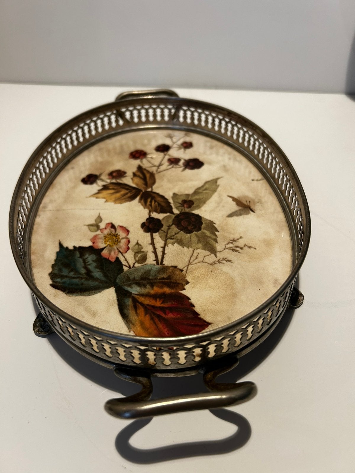 Antiek dienblad met fruitmotief, Villeroy & Boch, Antiek en Kunst, Antiek | Wandborden en Tegels, Ophalen