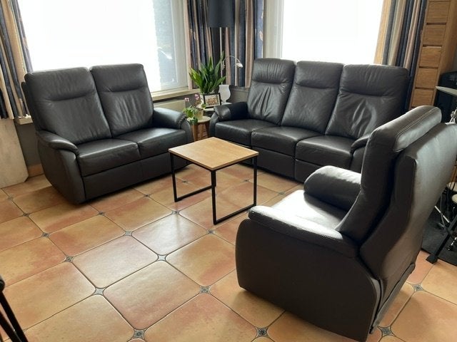 lederen salon 3 + 2 + 1 moet weg, Huis en Inrichting, Ophalen, Gebruikt, Leer