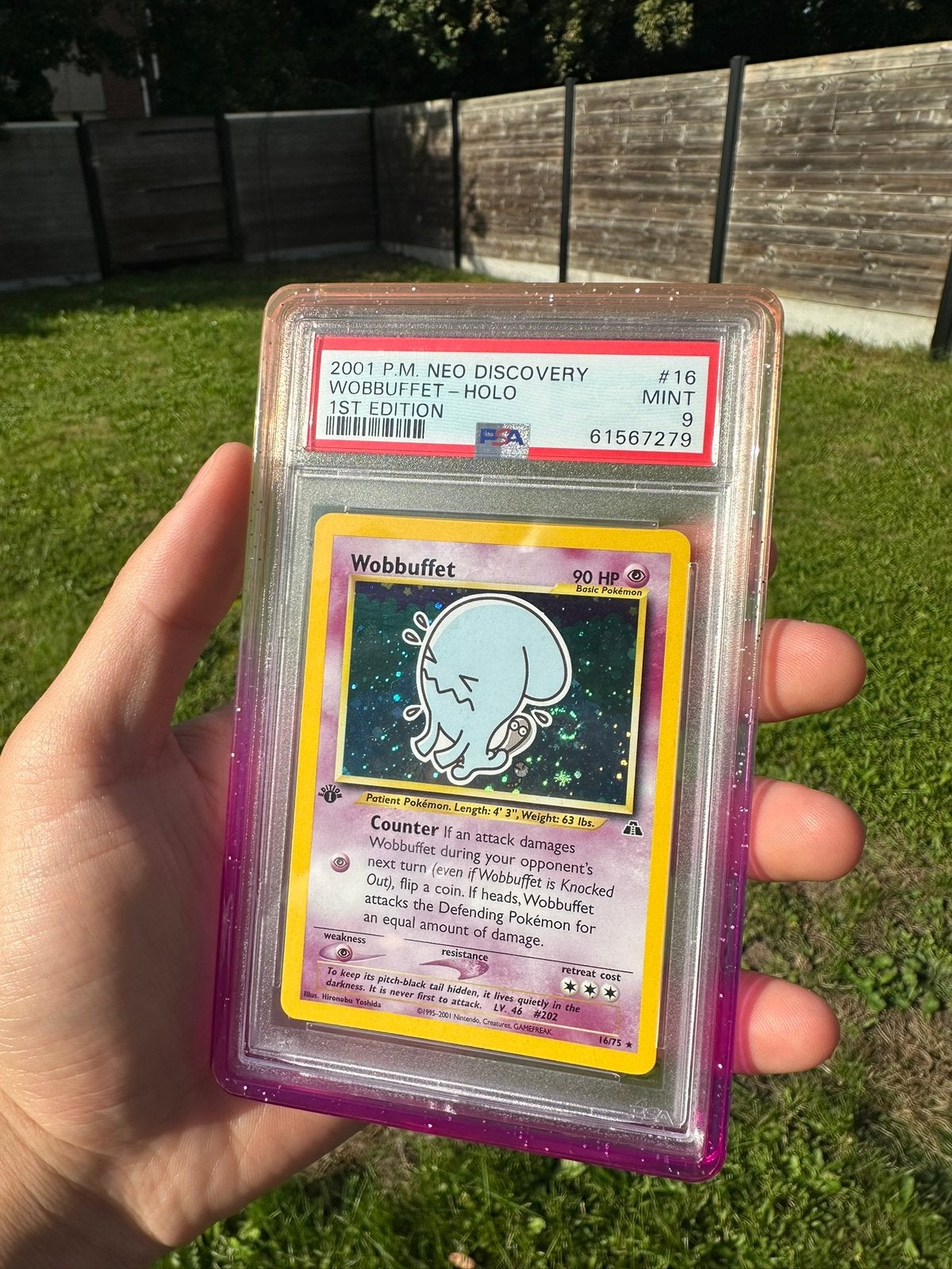 Wobbuffet 16/75 psa 9 1st edition holo neo discovery, Hobby en Vrije tijd, Ophalen, Zo goed als nieuw
