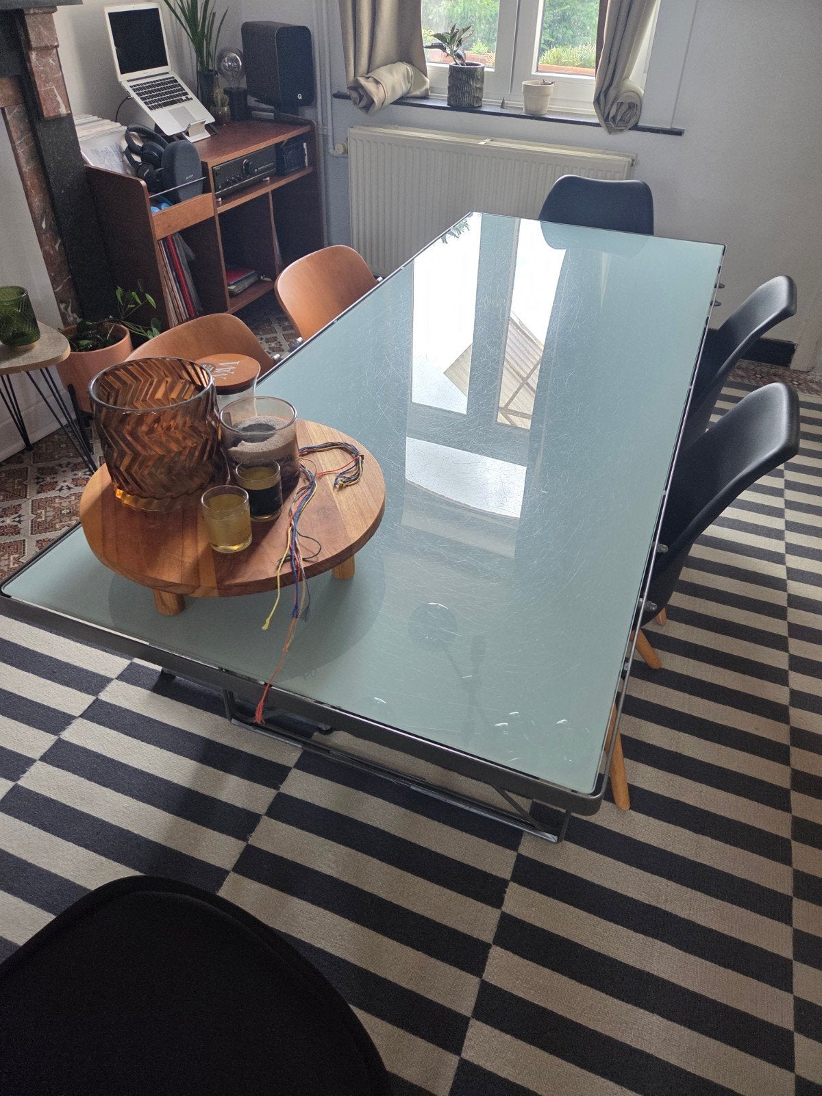eettafel glas, gebruikssporen, Ophalen, Gebruikt, 50 tot 100 cm, Glas