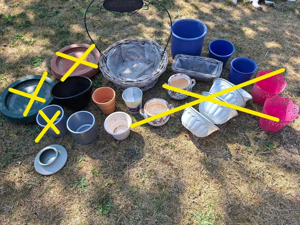 Gratis bloempotten/manden, Jardin & Terrasse, Pots de fleurs, Enlèvement, Utilisé, Autres matériaux, Intérieur