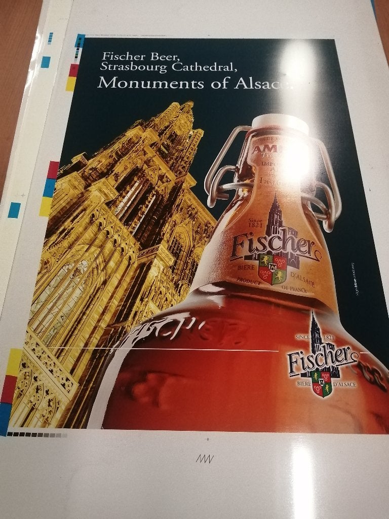 proefdrukplaat fischer bier, Verzamelen, Ophalen, Zo goed als nieuw, Reclamebord, Plaat of Schild, Overige merken
