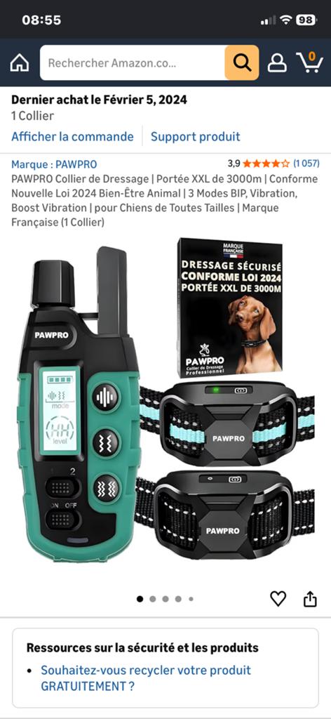PAWPRO Collier de Dressage | Conforme Nouvelle Loi 2024, Enlèvement ou Envoi, Comme neuf