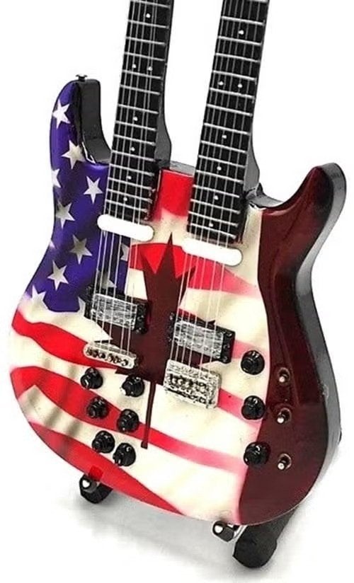 Miniatuur replica double neck gitaar - Amerikaanse vlag, Enlèvement ou Envoi, Neuf