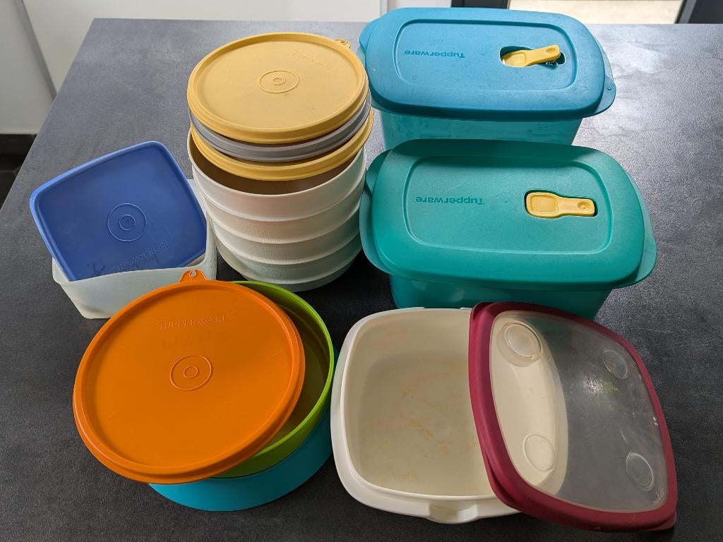 Boîtes tupperware avec couvercles, Enlèvement, Utilisé, Jaune, Boîte