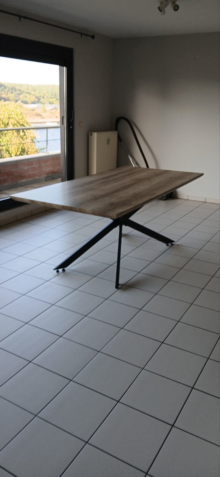Table salle à manger bois métal 200x100, Enlèvement, Métal