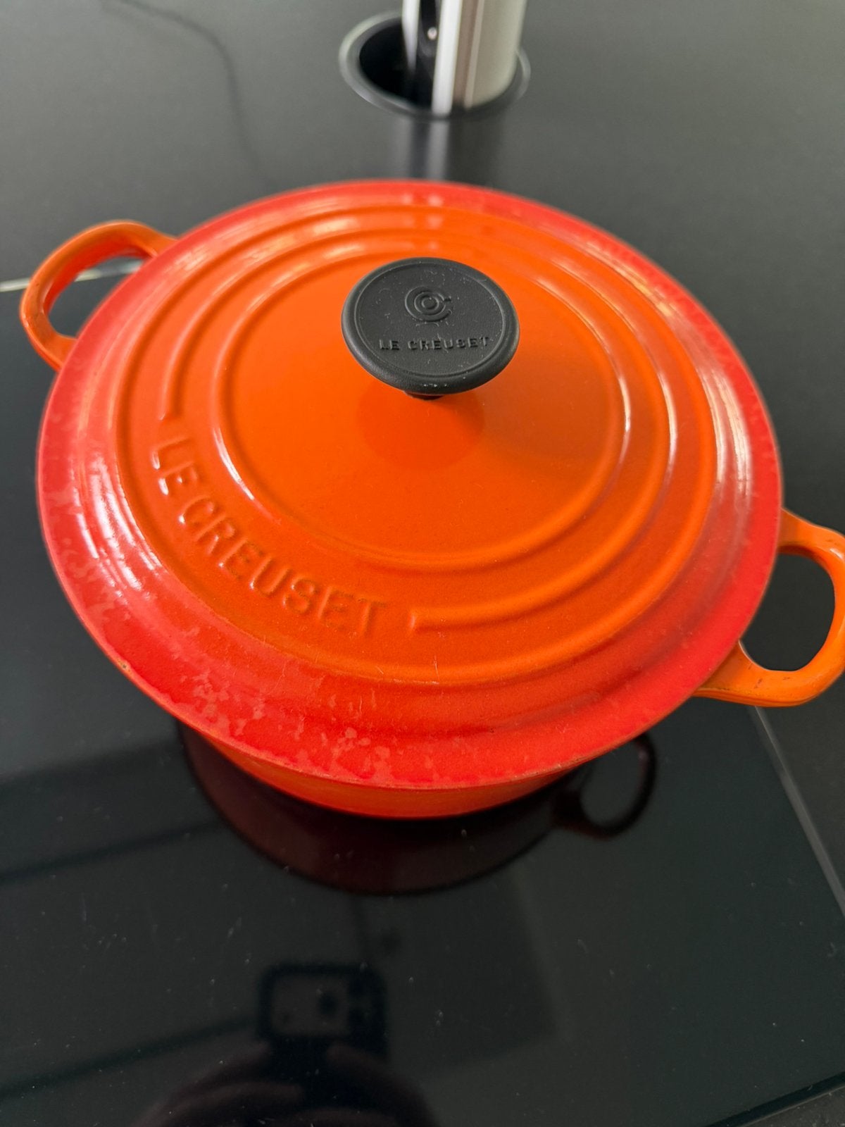 Le creuset 20cm, Huis en Inrichting, Ophalen, Gebruikt, Gietijzer, Geschikt voor inductie
