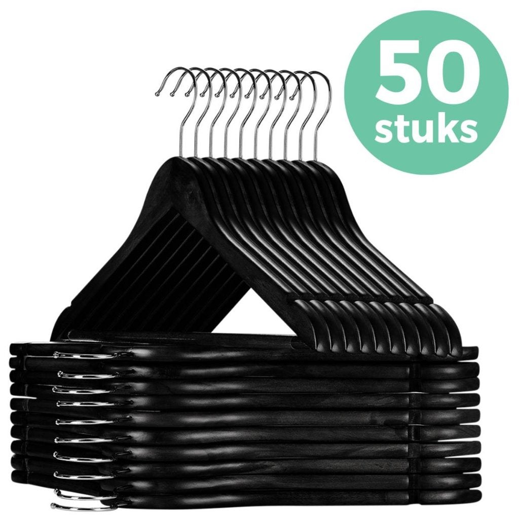 50 zwarte kledinghangers, Kleding | Dames, Kledinghangers, Ophalen of Verzenden, Zo goed als nieuw, Hout, Volwassenen