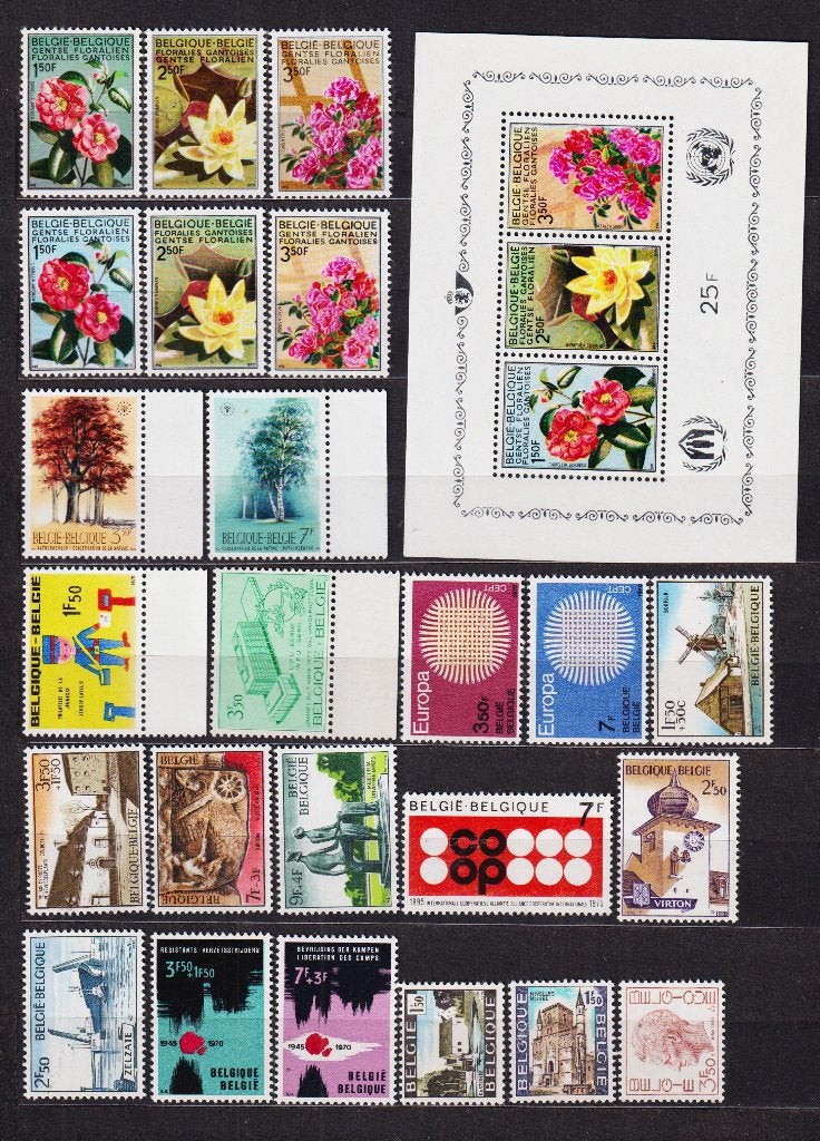 Belgique 1970 année complète avec 5 carnets FDC gratuit **, Envoi, Non oblitéré, Neuf