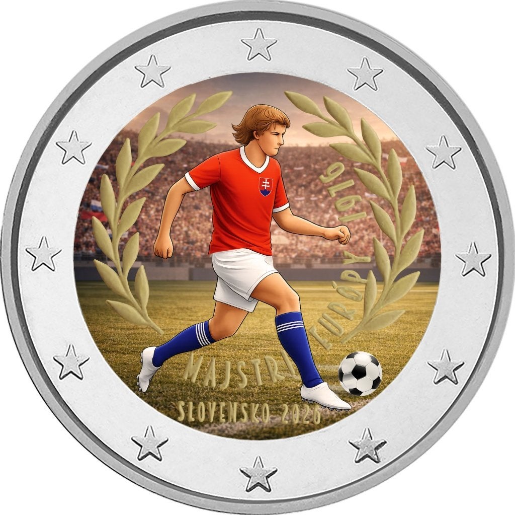 2 euro Slowakije 2026 EK Voetbal gekleurd, Postzegels en Munten, Munten | Europa | Euromunten, Verzenden, Slowakije, 2 euro
