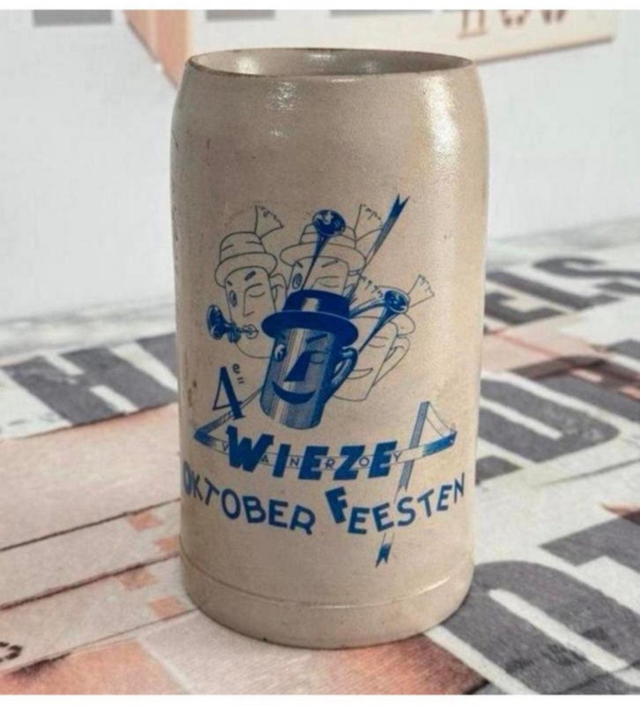 Vintage Wieze bierpot bierpul bier pot 1 Liter steen oktober, Ophalen of Verzenden, Zo goed als nieuw, Pul(len)