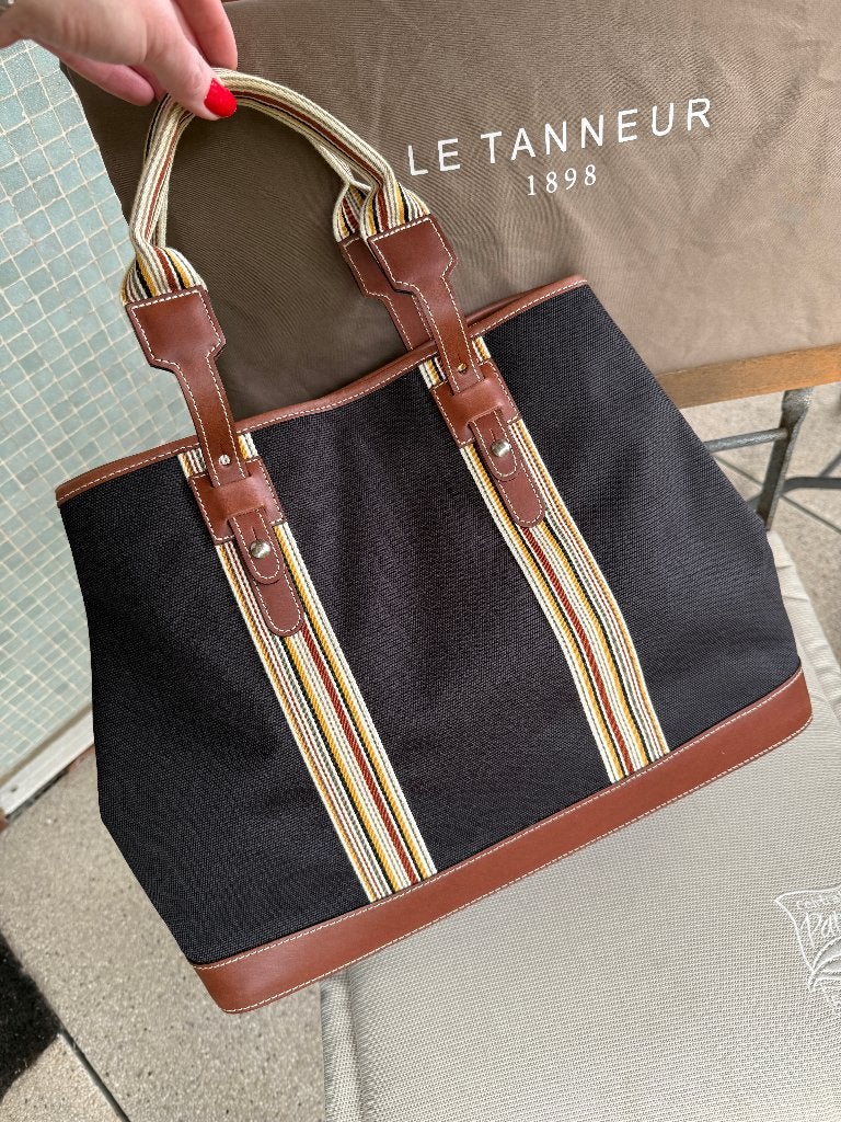 Le Tanneur, neuf, cabas en tissu et pièces en cuir, Bijoux, Sacs & Beauté, Sacs | Sacs Femme, Enlèvement, Neuf, Noir, Sac à main