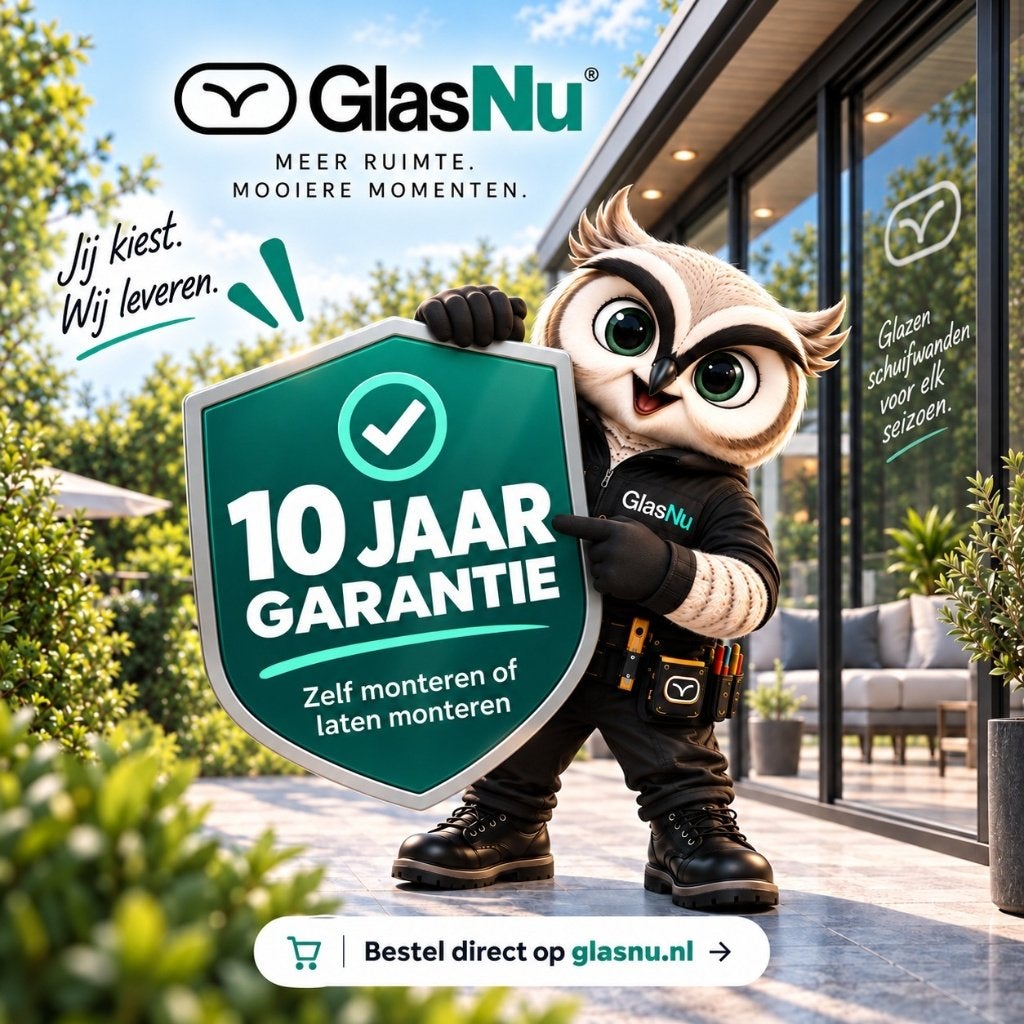 Glazen Schuifwanden voor Terrasoverkapping Vanaf 238,-, Garantie, Enkel of Dubbel glas