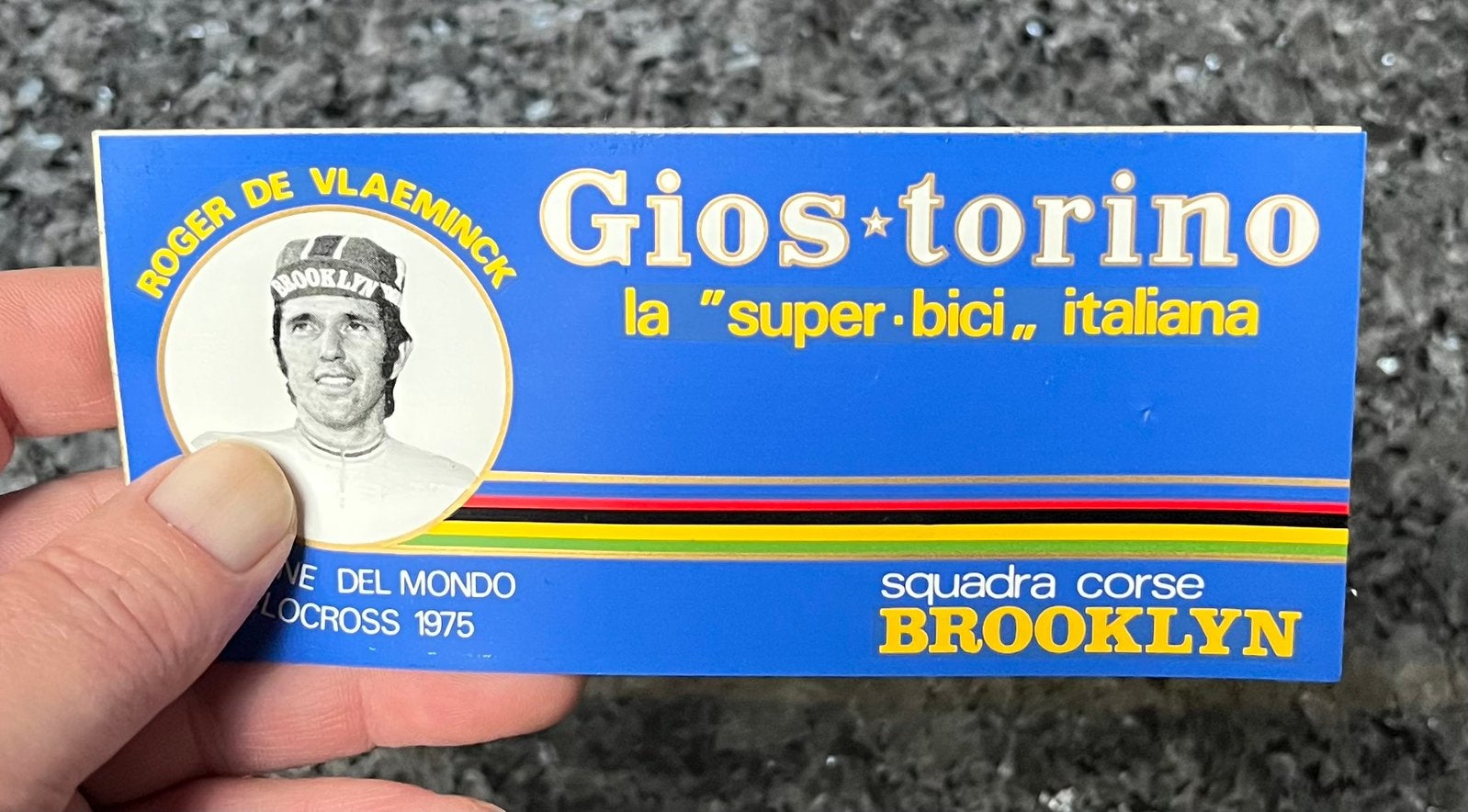 Wielrenner Roger De Vlaeminck sticker Brooklyn Gios Torino, Ophalen, Zo goed als nieuw