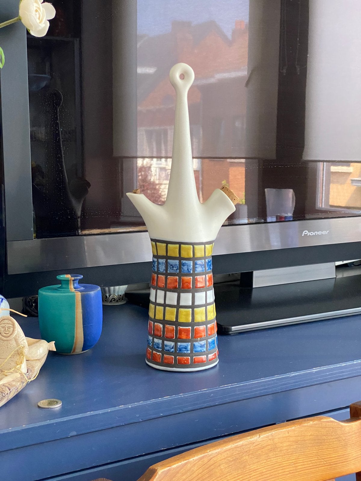 Roger Capron, antropomorfe emaille fles, Antiek en Kunst, Antiek | Keramiek en Aardewerk, Ophalen of Verzenden