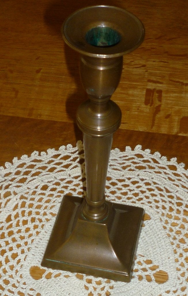 Ancien bougeoir en laiton – Hauteur 25 cm, Antiquités & Art, Enlèvement ou Envoi