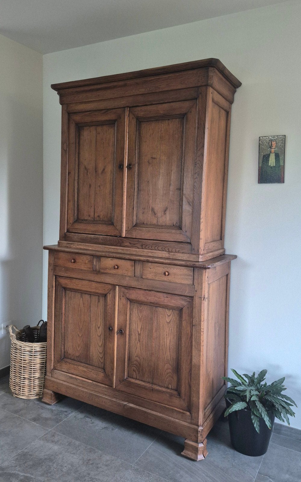 Armoire Louis Philippe en chêne, Maison & Meubles, Avec tiroir(s), 100 à 150 cm, Enlèvement, 200 cm ou plus