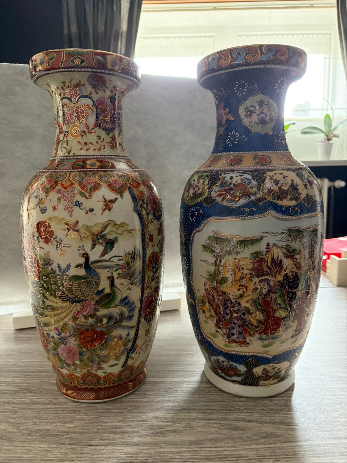 Prachtig paar handbeschilderde Japanse Satsuma-vazen – 45 cm, Antiek en Kunst, Ophalen