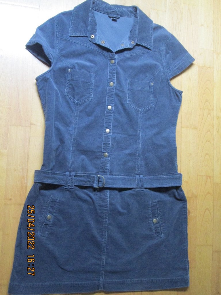Robe gris foncé avec col, manches courtes « PIMKIE » 40-42, Zo goed als nieuw, Pimkie, Grijs, Boven de knie