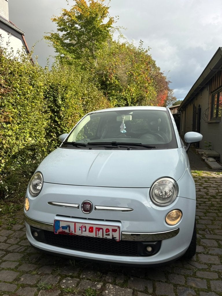 Fiat 500, 1242 cc, 4 cilinders, Blauw, Leder en Stof