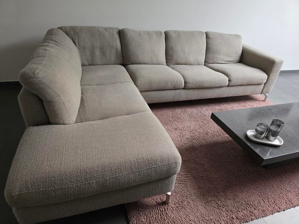 Natuzzi zetel met longchair, Huis en Inrichting, Zetels | Complete zithoeken, Ophalen, Gebruikt, Stof, Modern