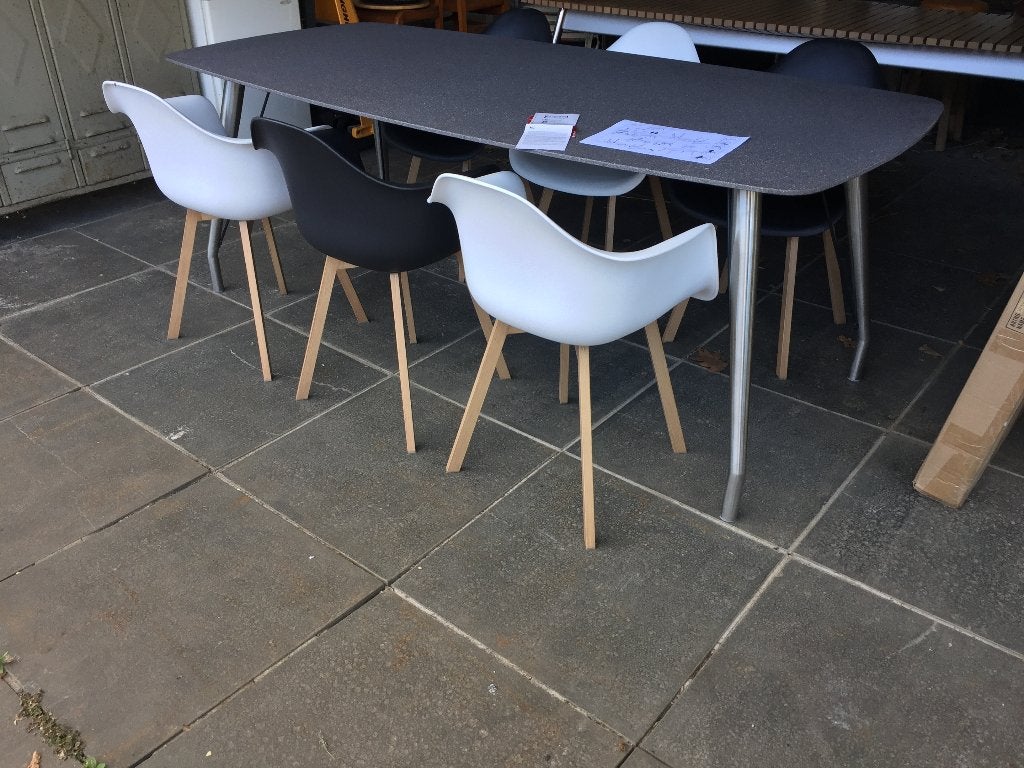 Design tafel voor binnen of buiten . 210 x 100 cm . Nieuw !!, Ophalen, 50 tot 100 cm, Vijf personen of meer, Glas