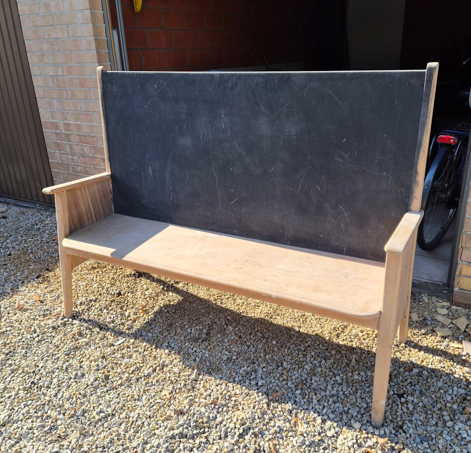 Unieke Vintage Schoolbank / Kerkbank met Krijtbord, Ophalen