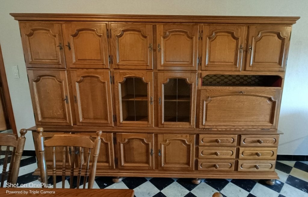 eiken wandkast, Ophalen, Gebruikt, Eikenhout, Met lade(s)