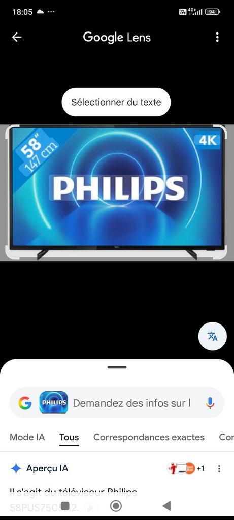 Philips Grand Smart TV Ultra HD 4k 58 pus 146 cm, Ophalen, Philips, LED, 4k (UHD)