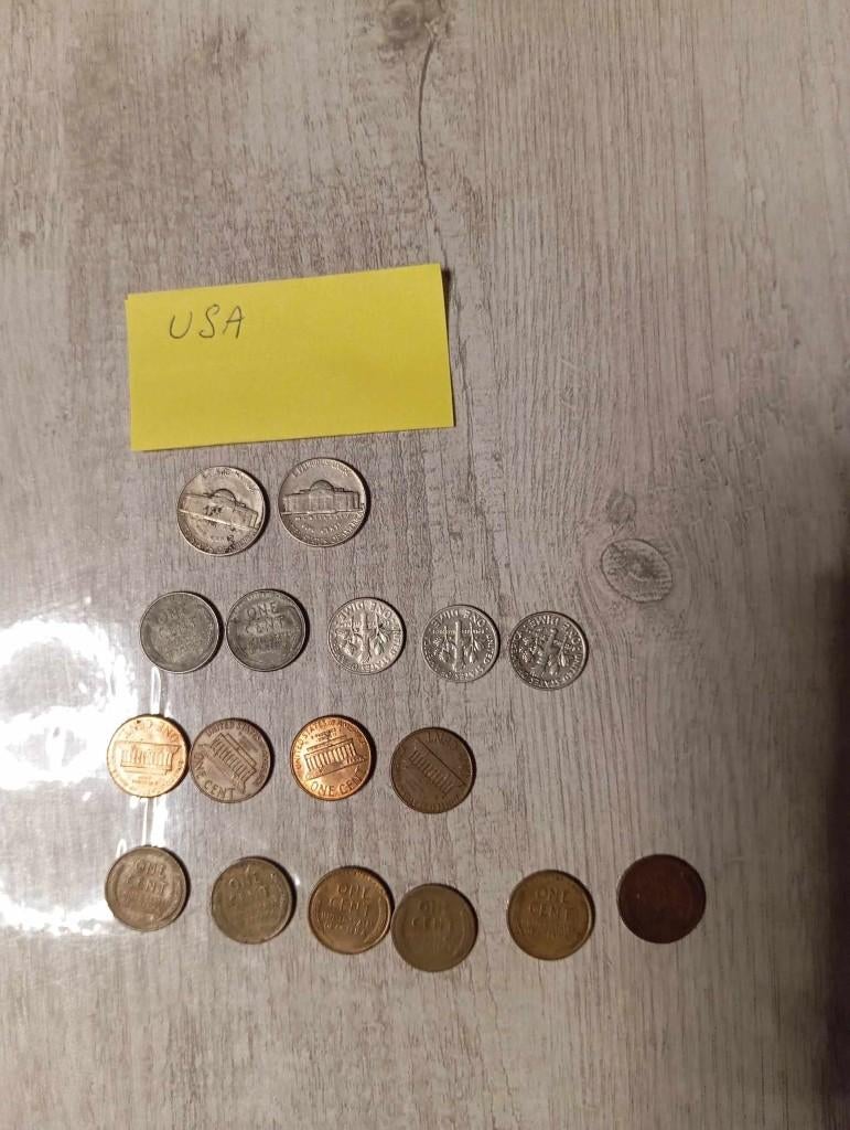 Collection lot de 17 pièces américaines USA, Enlèvement, Monnaie en vrac