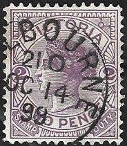 1 Postzegel Victoria (Australië) 1885 Koningin Victoria, Enlèvement ou Envoi, Affranchi