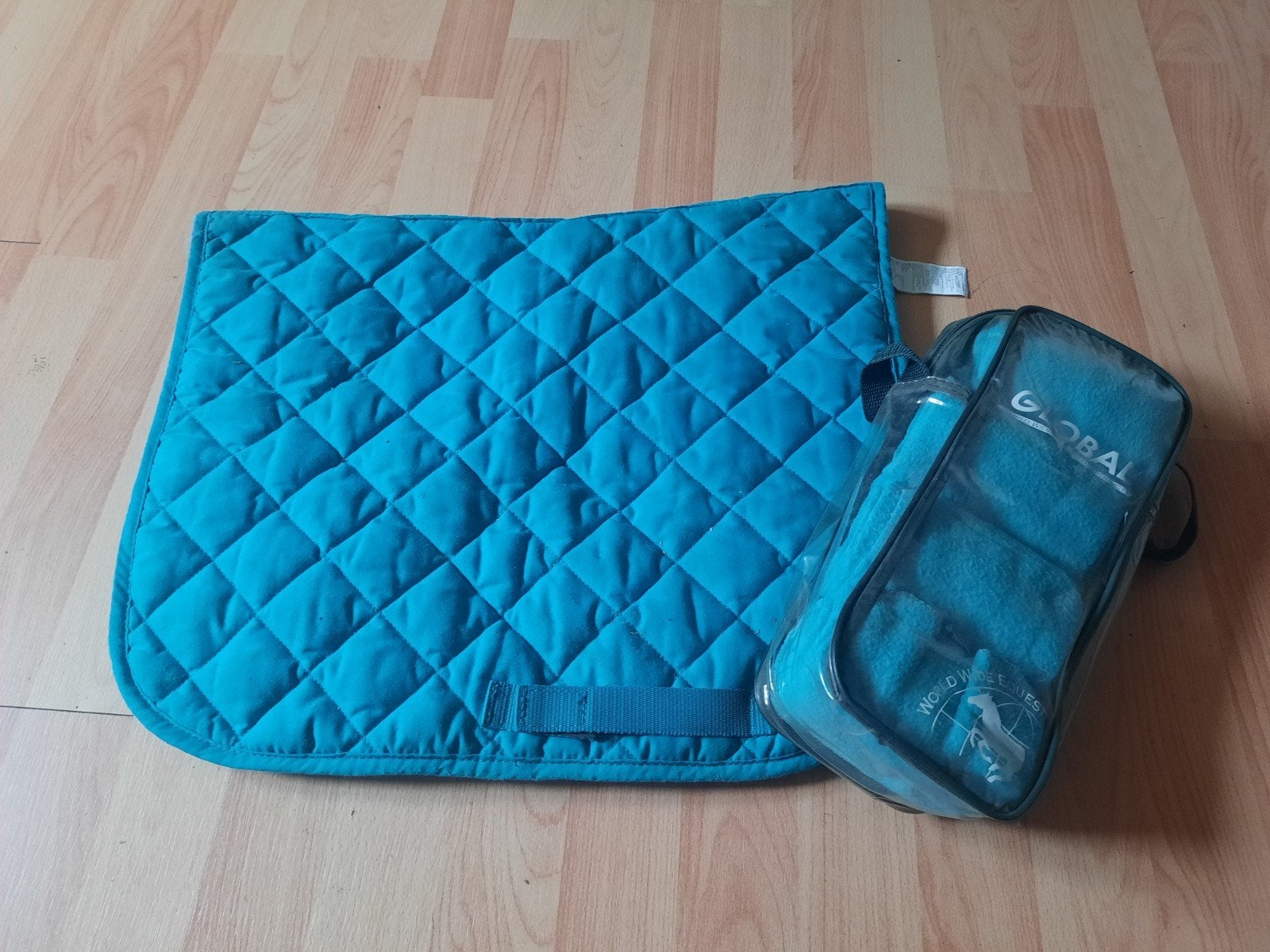 blauw pony dekje met 4 bandages, Dieren en Toebehoren, Overige merken, 0 g, Zo goed als nieuw, Pony (P)