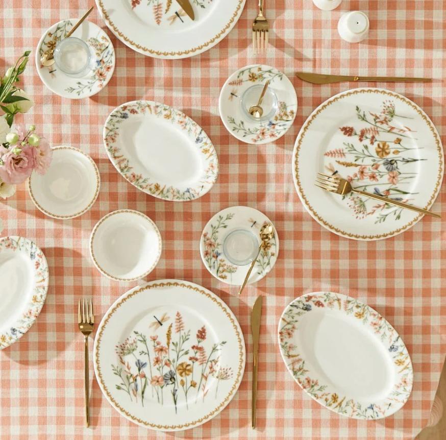 Flores Porseleinen Ontbijtset 26-Delig Voor 6 Personen, Neuf, Service complet, Autres styles, Porcelaine