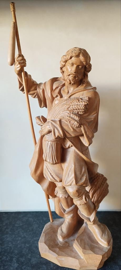Hout heilige beeld Sint isidorus, Antiek en Kunst, Antiek | Religieuze voorwerpen, Ophalen of Verzenden