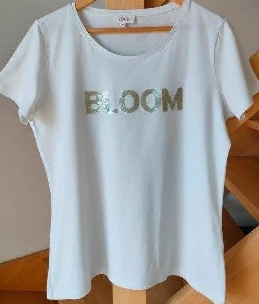 Prachtige T-shirt met pailletten, s.Oliver maat: 38/40, Kleding | Dames, T-shirts, Maat 38/40 (M), Wit, S. Oliver, Ophalen of Verzenden