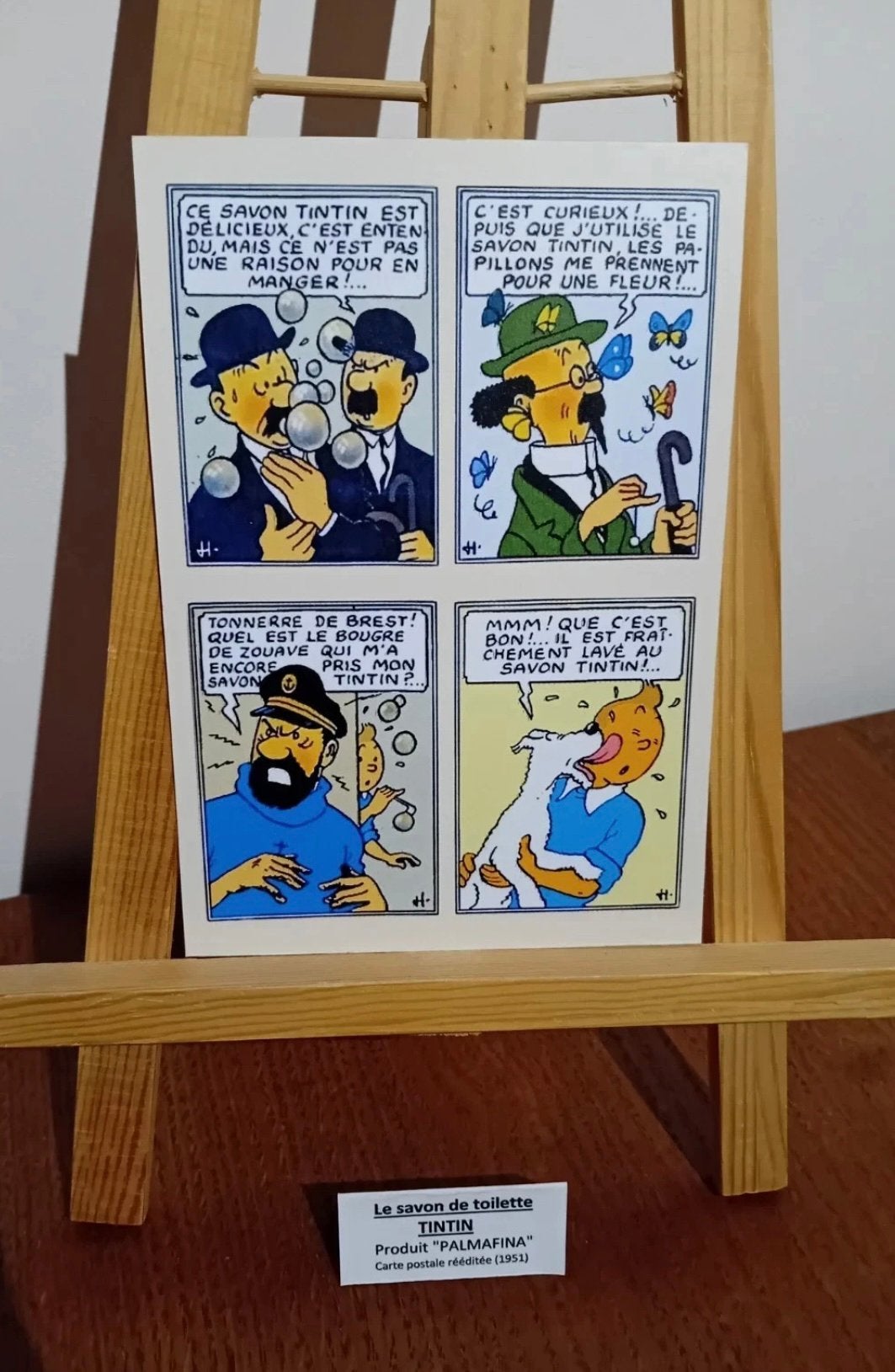 Tintin Tim carte postale n2 sur le fameux savon "Palmafina", Envoi, Tintin, Comme neuf, Image, Affiche ou Autocollant