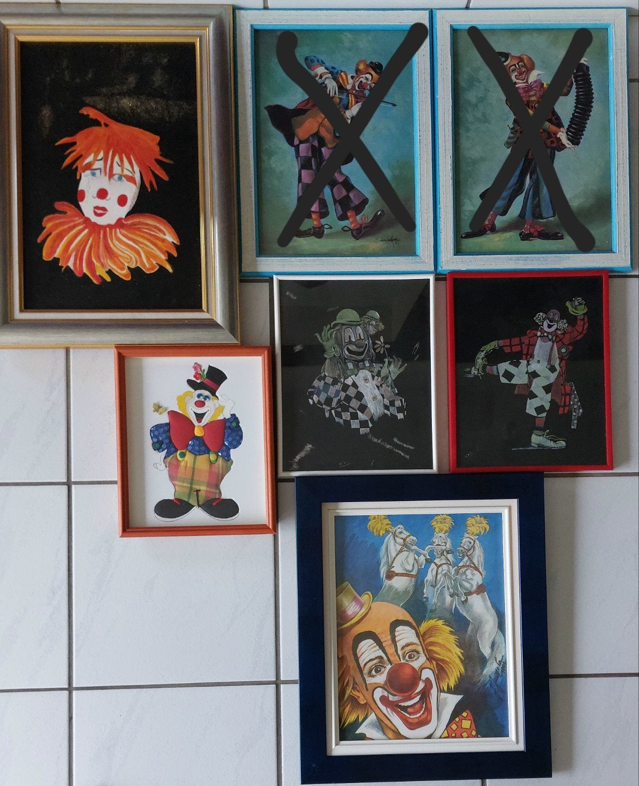 Kaders met clowns, Antiek en Kunst, Ophalen of Verzenden