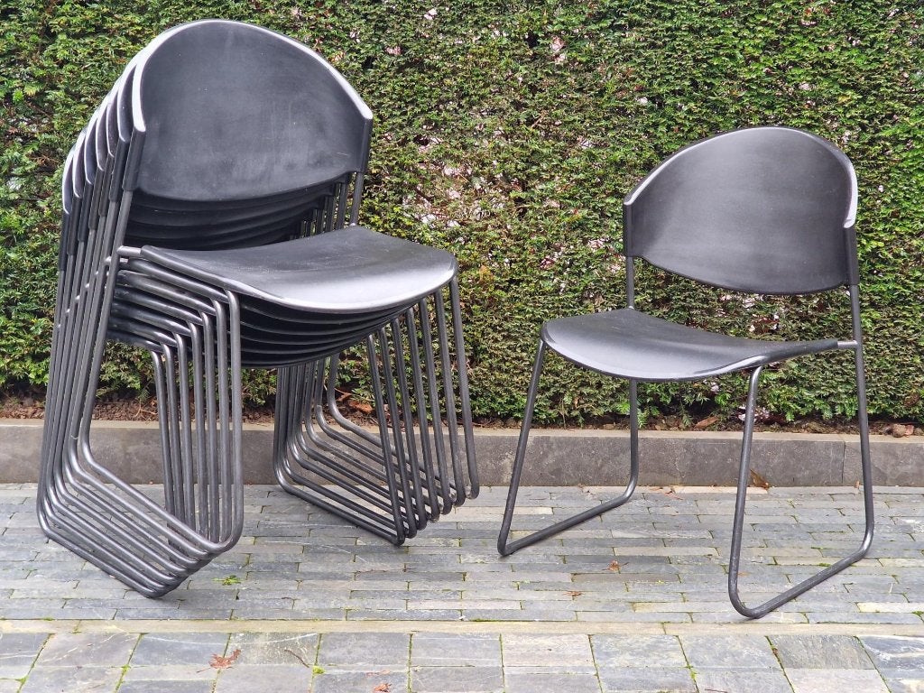 acht stoelen, Huis en Inrichting, Ophalen, Kunststof, Zo goed als nieuw, Grijs