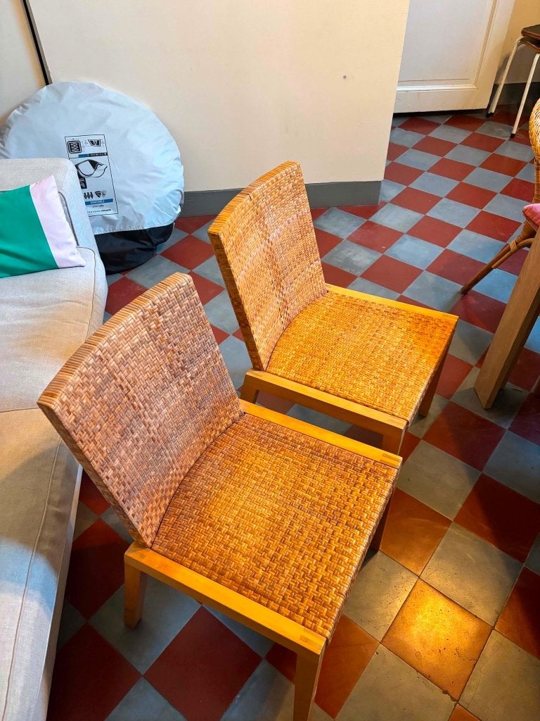 4 stoelen en 2 zeteltjes, Huis en Inrichting, Ophalen, Gebruikt, Overige kleuren, Riet of Rotan