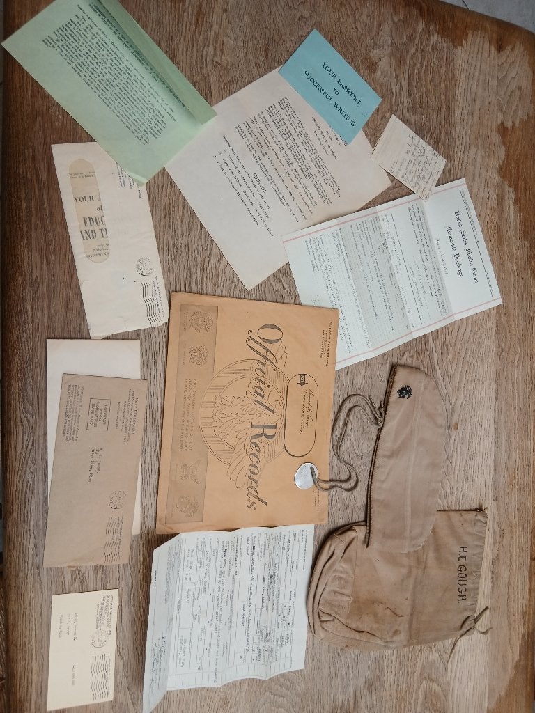 Lot nominatif USMC Ww2 pacifique, Envoi, Marine, Casque ou Béret