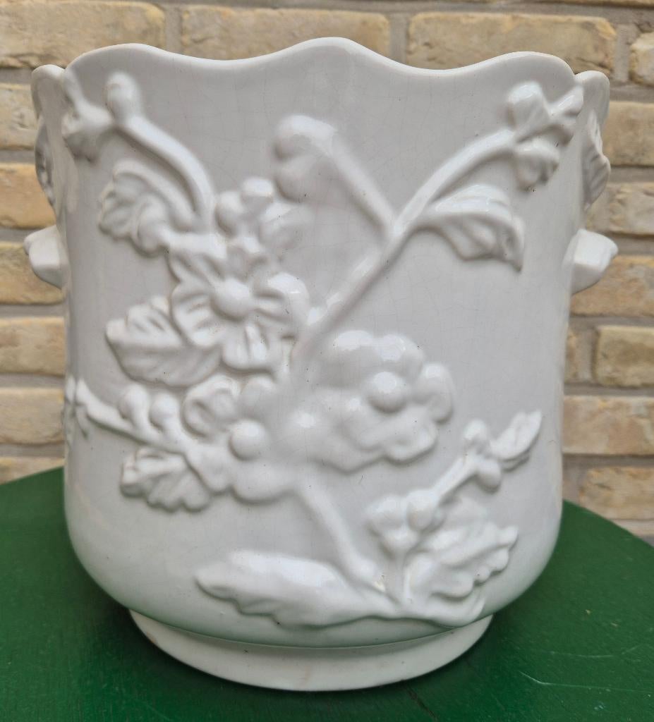 Bloempot bloemmotief, Tuin en Terras, Rond, Binnen, Zo goed als nieuw, Minder dan 40 cm