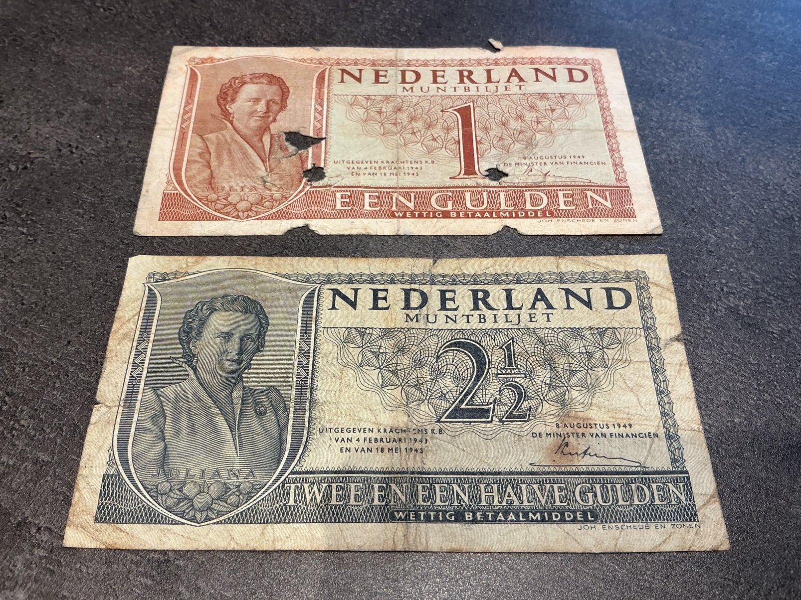Nederland lot 1 en 2 1/2 gulden, Ophalen of Verzenden