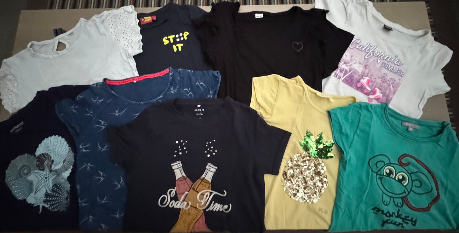 Pakket 9 t-shirts maat 134/140, Kinderen en Baby's, Kinderkleding | Maat 134, Ophalen, Gebruikt, Meisje, Shirt of Longsleeve
